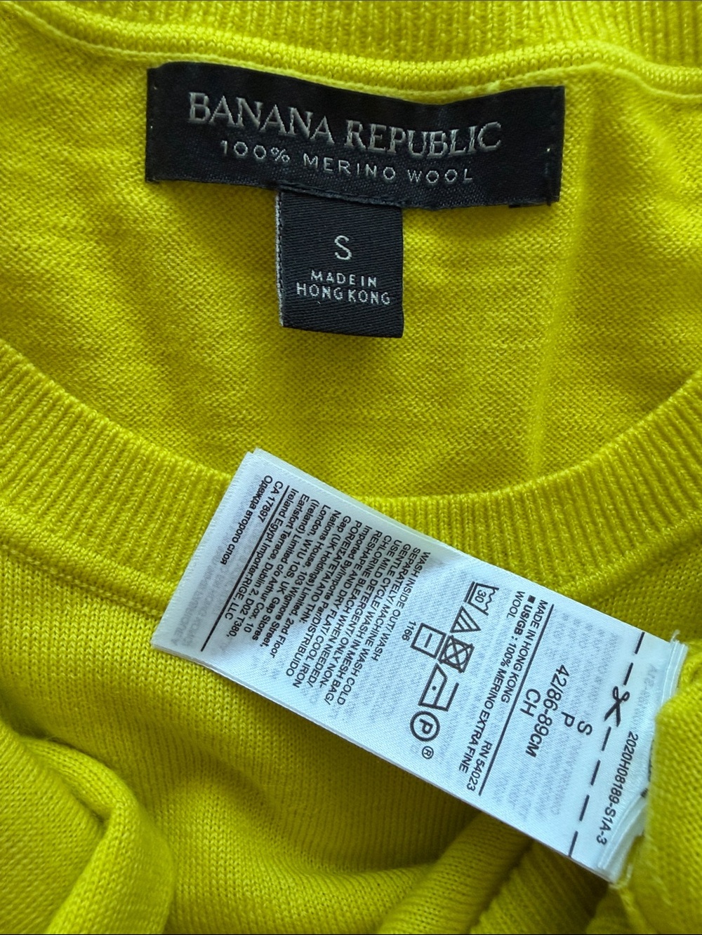 Banana Republic Women’s Crewneck Sweater in Lemon Yellow Merino Wool Size S - Picture 7 of 14